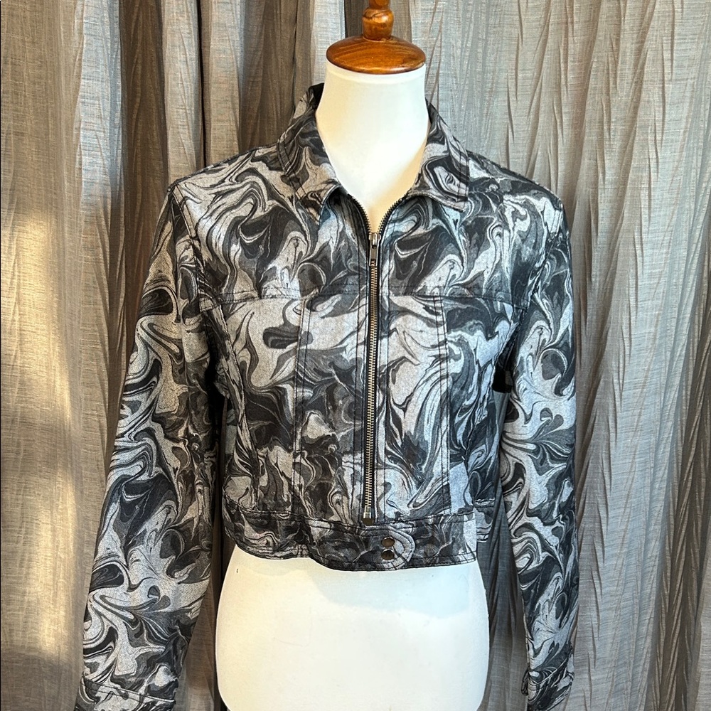 BDG Black and Gray Swirl Jean Jacket